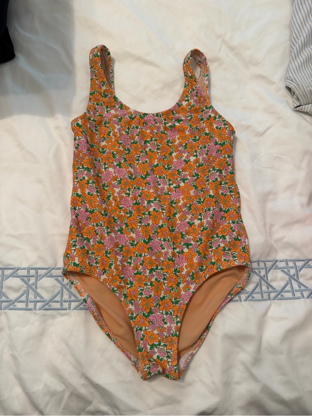 Crewcuts Orange & Pink Floral One-Piece Swimsuit